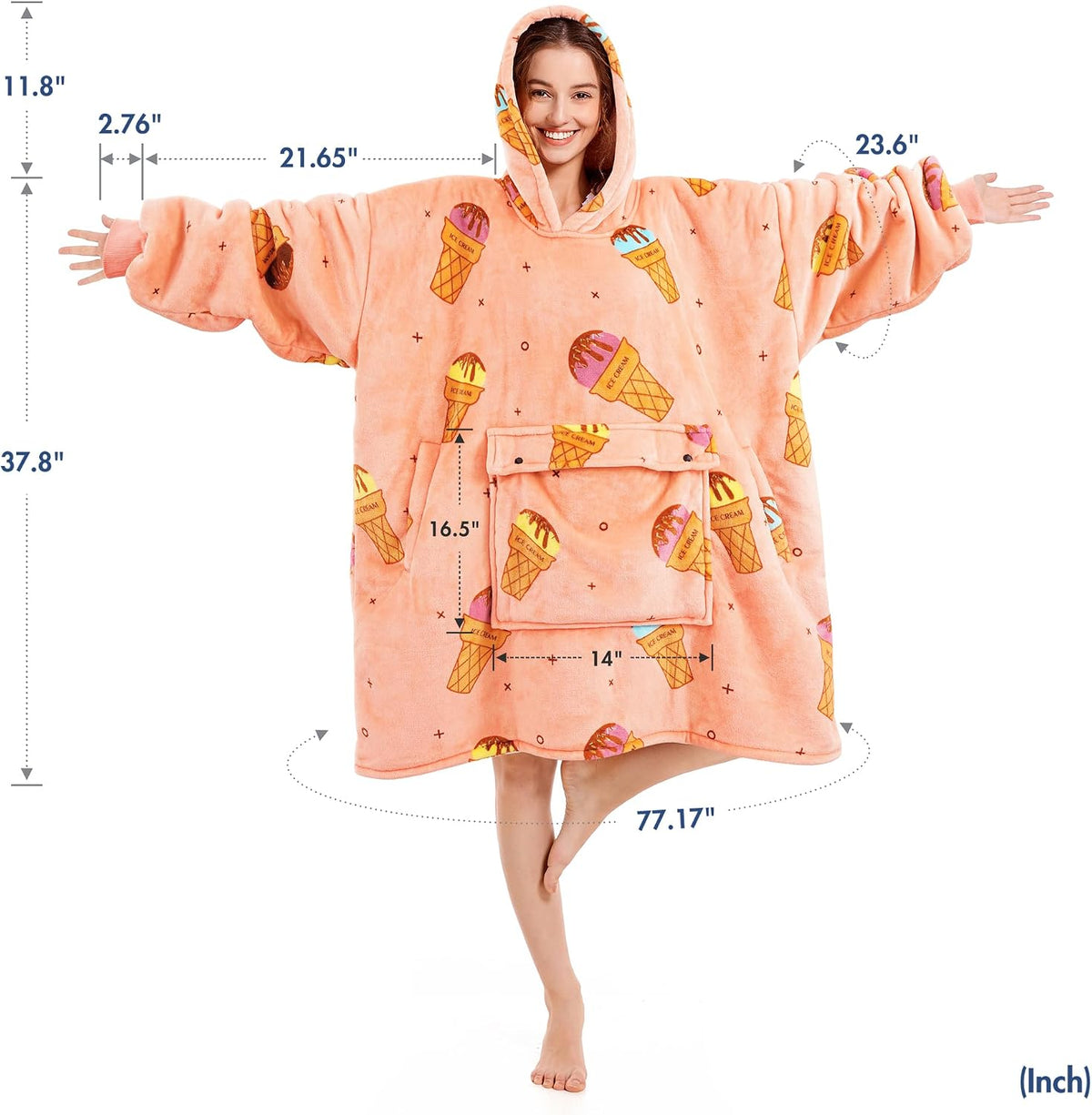 Narecte Cozy Oversized Hoodie Blanket Wearable Blanket for Adults