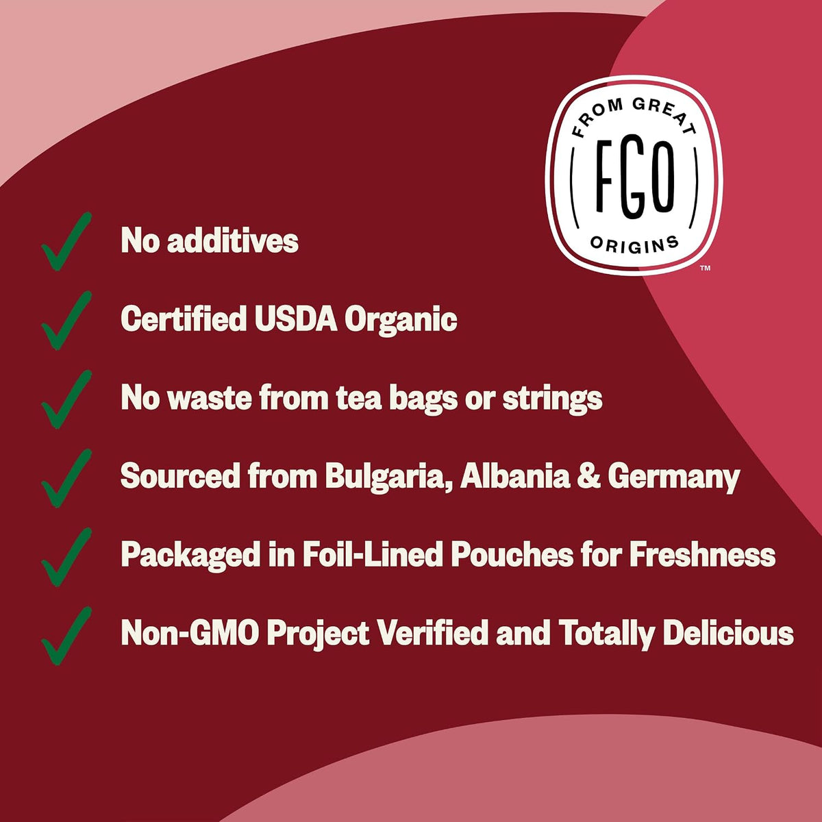 FGO Organic Red Raspberry Loose Leaf Herbal Tea, Cut and Sifted, Caffeine Free, Resealable Bag, 4oz (Pack of 1)