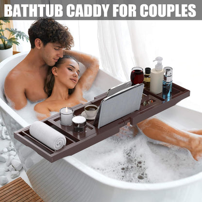 Expandable Bamboo Bathtub Caddy Tray for Luxury Bath