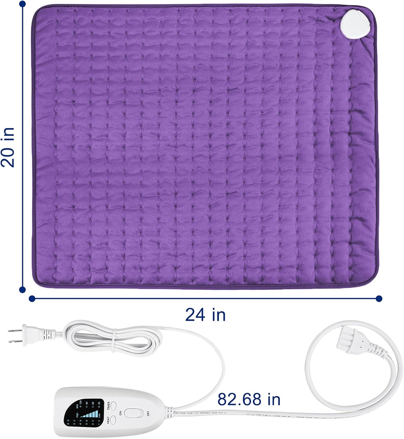 Electric Heating pad with 6 Heat Settings, Auto Shut Off, Dry Electric Heating for Back Neck Knee Arms Legs Shoulder Heat Pads for Christmas Birthday Father Mother's Day (24"X12", Gray Green)