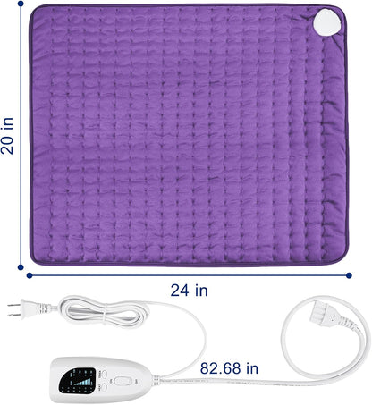 Electric Heating pad with 6 Heat Settings, Auto Shut Off, Dry Electric Heating for Back Neck Knee Arms Legs Shoulder Heat Pads for Christmas Birthday Father Mother's Day (24"X12", Gray Green)