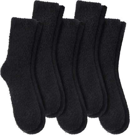 LANLEO 5/6 Pairs Womens Super Soft Fuzzy Plush Warm Winter Home Sleeping Slipper Socks