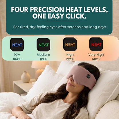 Heated Eye Mask – Cordless Electric Warm Eye Compress for Dry Eyes, Stye & Eye Strain Relief – 4 Heat Settings, Rechargeable, Light-Blocking, Blackout, Washable Cover (Sunset Rose)