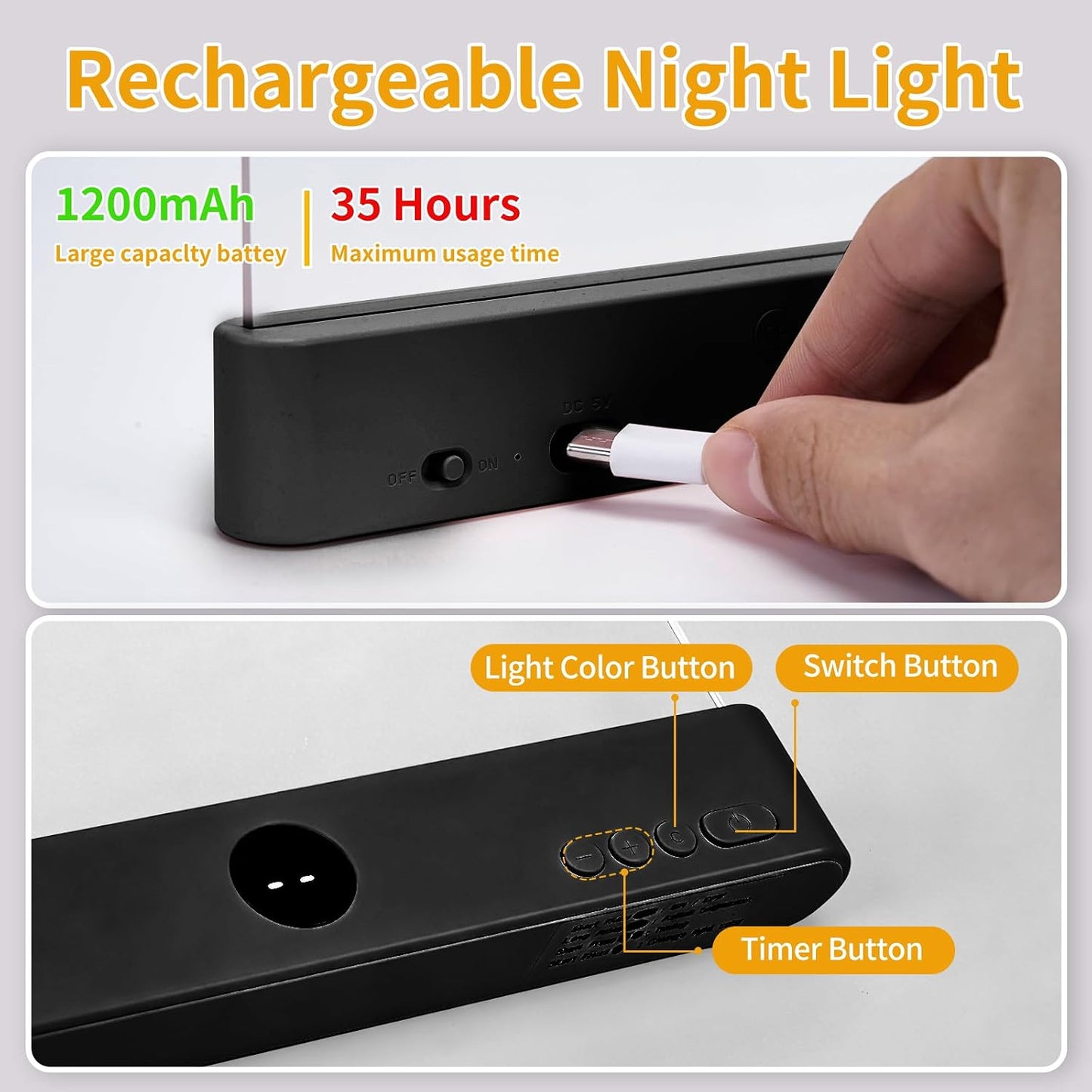 Book Light - Book Lights for Reading At Night, Rechargeable Reading Light, with 3 Colors & Timer, Dimmable Panel Plate Lamp Book Full Page Light for Reading in Bed, Funny Gifts for Readers