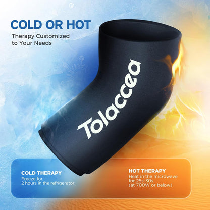 Tolaccea Hot & Cold Therapy Flexible Ice Packs Cold Therapy Compression Sleeve Reusable Gel Pack for Injury Cold Wrap for Knee Calf Elbow (Large (Pack of 1), Blue)