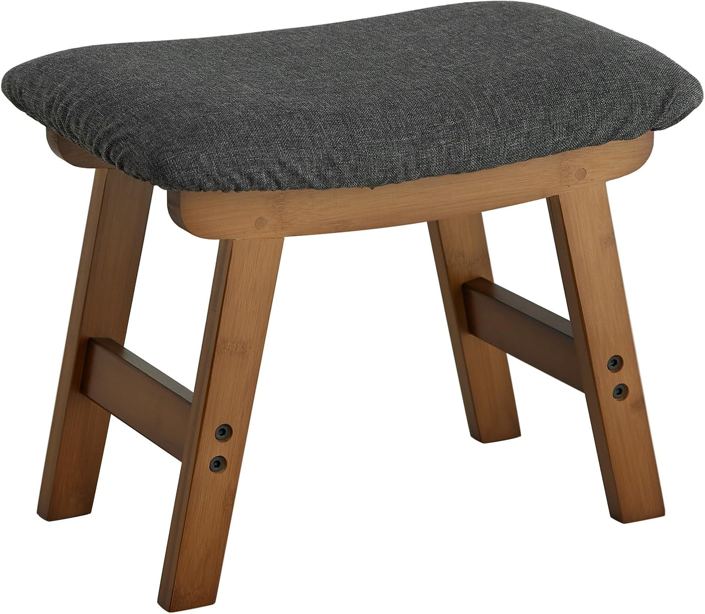 Foot Stool Ottoman Foot Rest Under Desk,Small Stool for Living Room, Bedroom and Kitchen (Brown Legs - Beige Stool Surface)