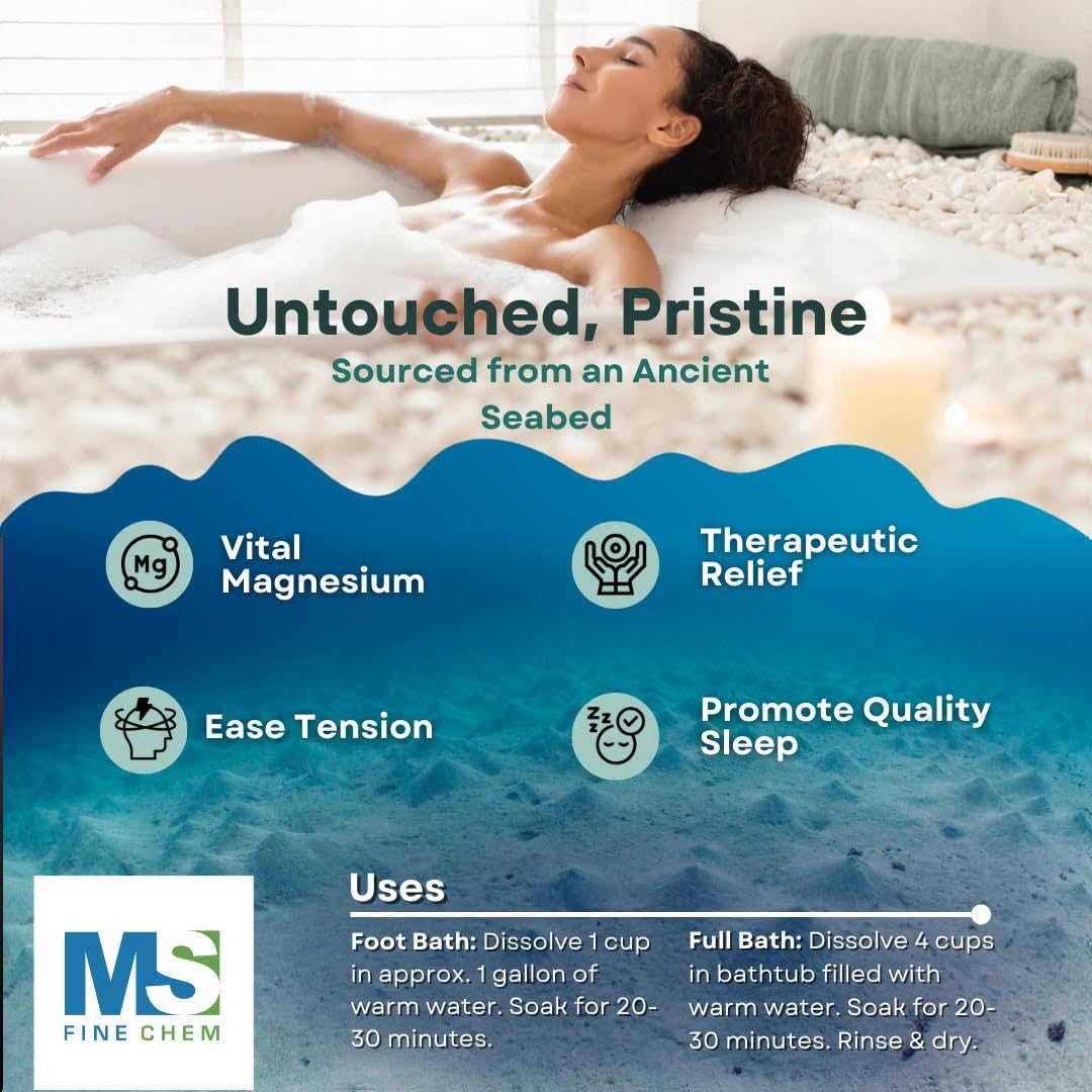Pure Magnesium Flakes, 1lb| Great for Foot & Body Bath Soaks | Natural Magnesium Chloride Minerals | Better Absorption Over Epsom Salt | Relaxation & Skin Hydration Support