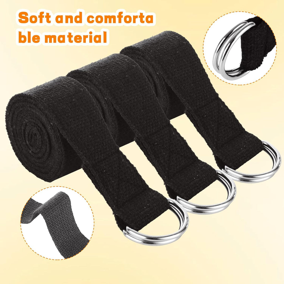 LANIAKEA 24PCS Yoga Strap for Stretching 6ft Exercise Adjustable Straps Yoga Belt with Adjustable D Ring Buckle for Pilates Gym Workouts Fitness Improves Sitting Posture