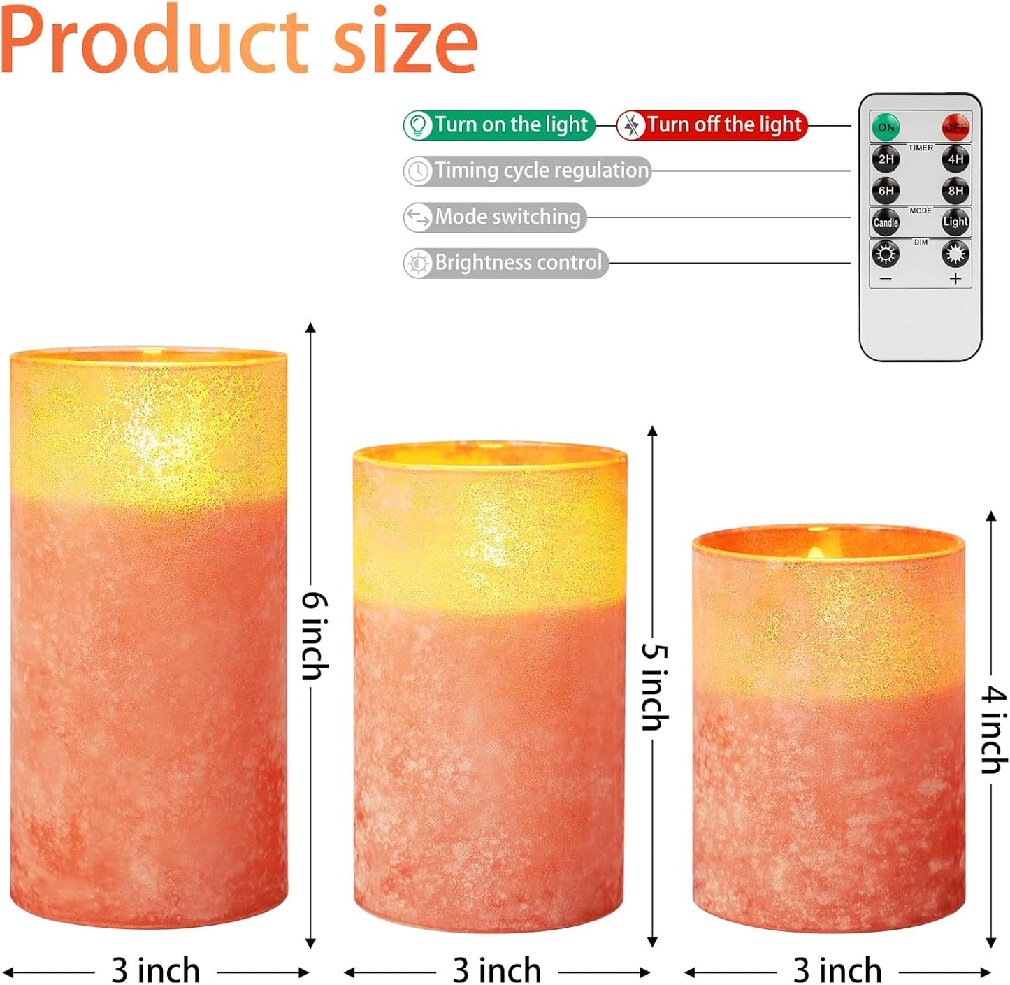 ANGELLOONG Flickering Flameless Candles, Realistic Battery Operated Candles with Remote and Timer, Set of 3 LED Candles for Fall Room Home Wedding Decor Centerpieces Table Party Christmas Decorations