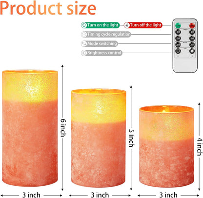 ANGELLOONG Flickering Flameless Candles, Realistic Battery Operated Candles with Remote and Timer, Set of 3 LED Candles for Fall Room Home Wedding Decor Centerpieces Table Party Christmas Decorations