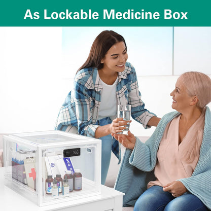 2 Pack Large Medication Lock Box, Lockable Medicine Storage Box for Medicine Safe/Phone/Refrigerator/Personal Items/Home/Office/Dorm, Black
