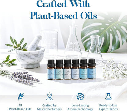 ASAKUKI Essential Oils for Diffuser –6 Mood Essential Oil Blends (Breathe, Uplift, Sensual, Balance, Unwind, Rest) for Morning to Night Rituals, Home & Daily Use-Thoughtful Gift