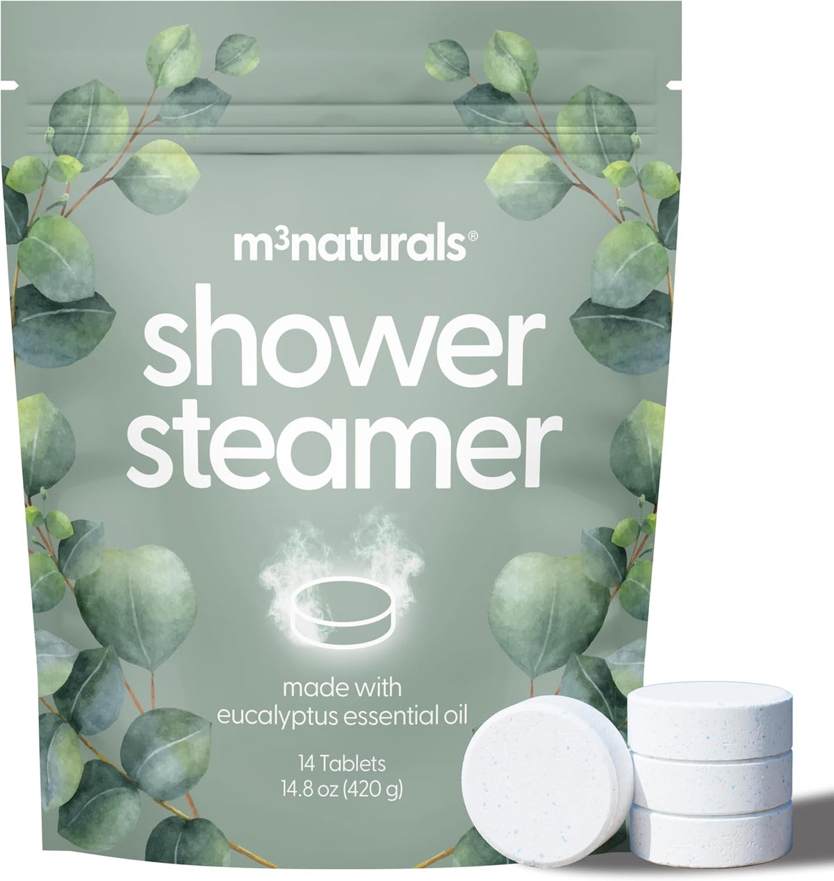 Eucalyptus Aromatherapy Shower Steamers, 14 Essential Oil Tablets by M3