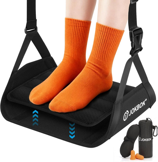 ExtraWide 2in1 Airplane Foot Hammock, Foot Rest for Air Travel, Long Flight