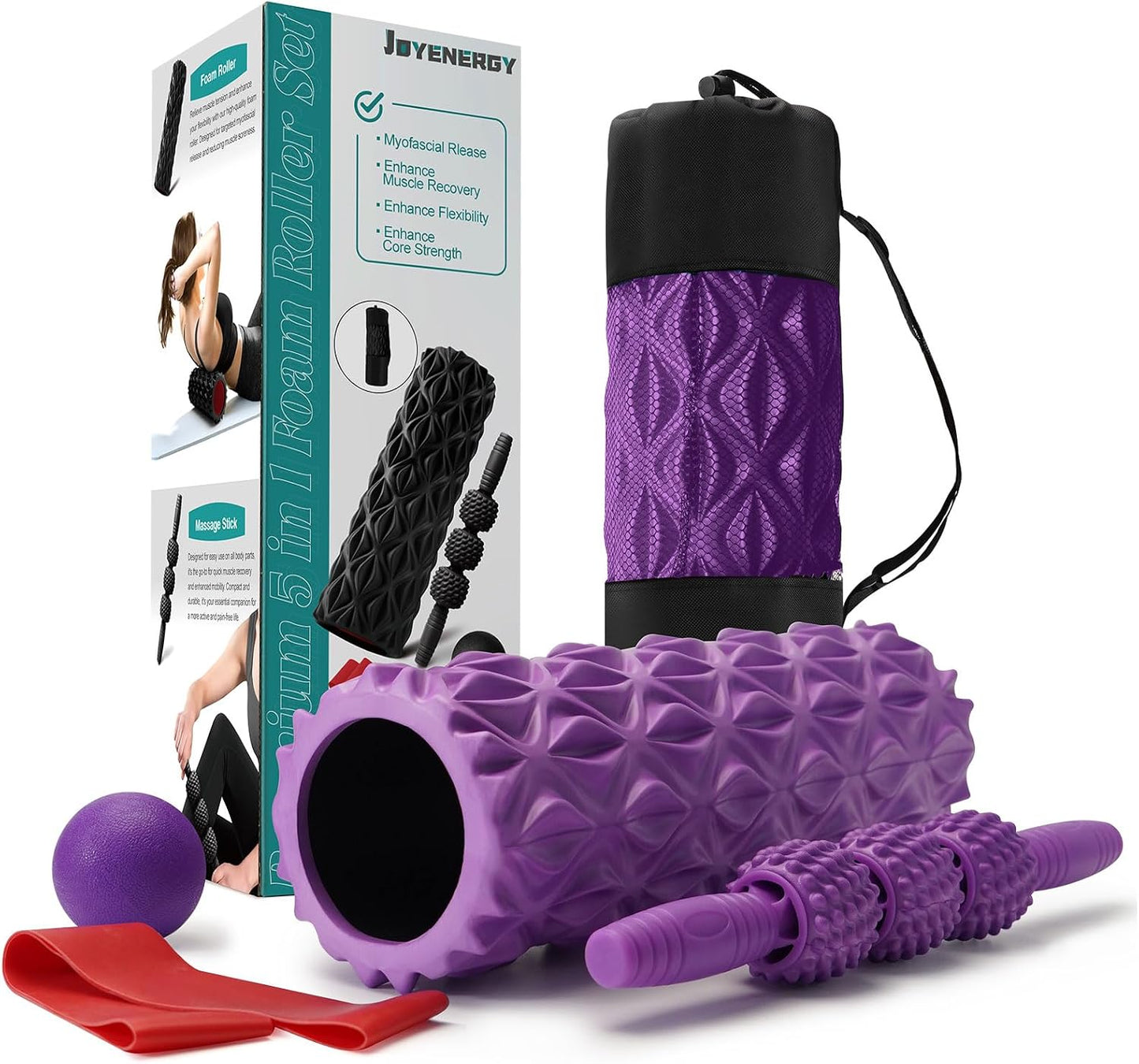 5 in 1 Foam Roller Set High Density Patented Foam Roller for Exercise