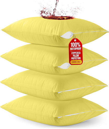 Utopia Bedding Premium 100% Waterproof Pillow Protectors with Zipper Standard Size (Set of 4), Bed Bug and Dust Mite Proof Zippered Pillow Covers, Pillow Encasement Cases, Gray
