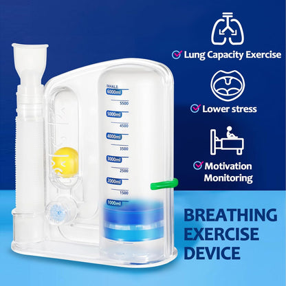 Breathing Exercise Device for Lungs, Lung Exerciser Device – 5000ml Volumetric Deep Breathing Trainer with Flow Rate Indicator for Respiratory Health & Recovery
