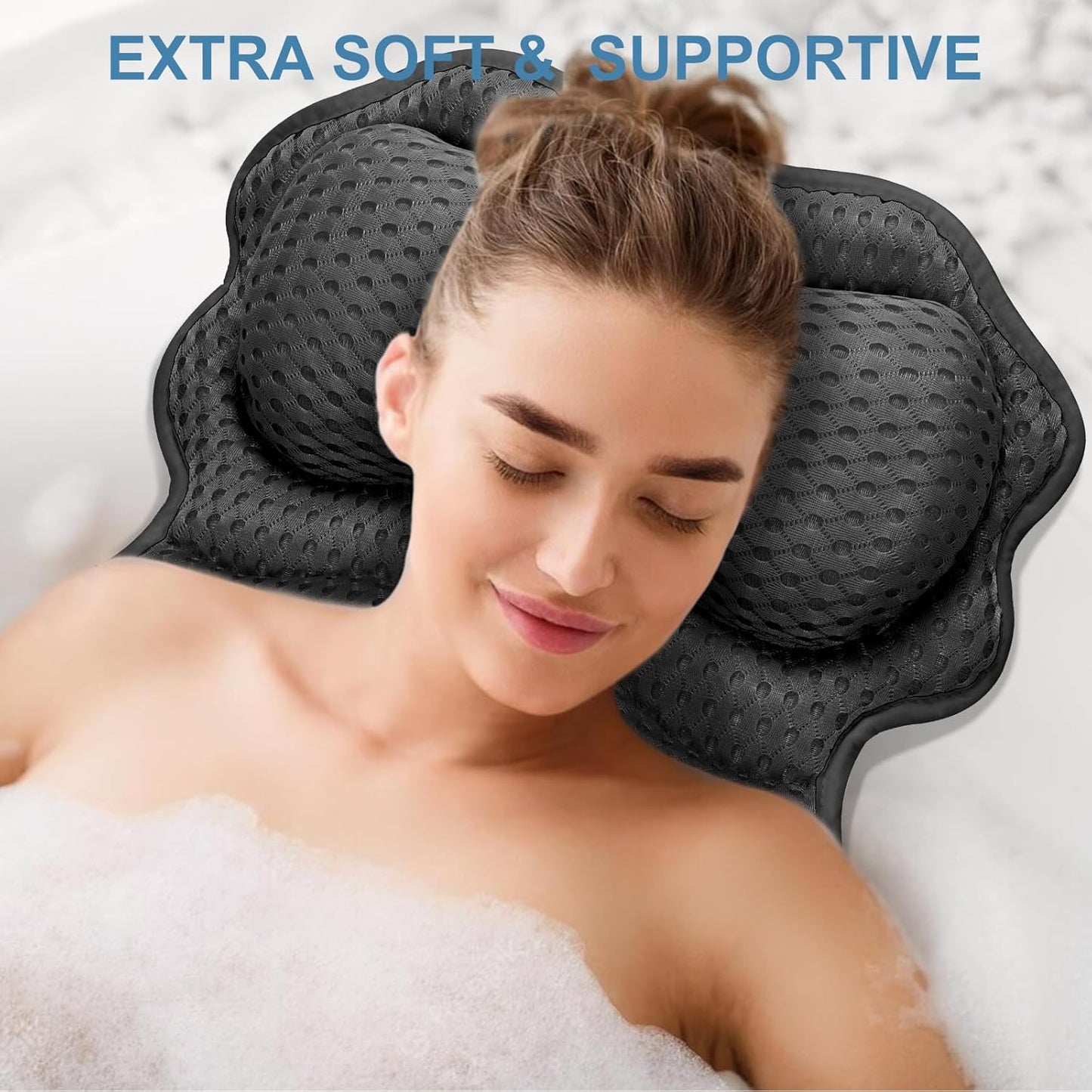 SetSail Bath Pillow, Relaxing Bath Pillows for Tub Neck and Back Support Soft 4D Breathable Air Mesh Ergonomic Bathtub Pillow with 6 Strong Suction Cups and Hook Luxury Bathroom Accessories,White