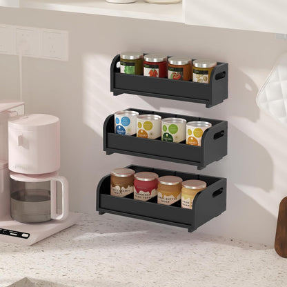 3-Tier Bamboo Tea Bag Organizer, Stackable Tea Holder for Countertop, Black