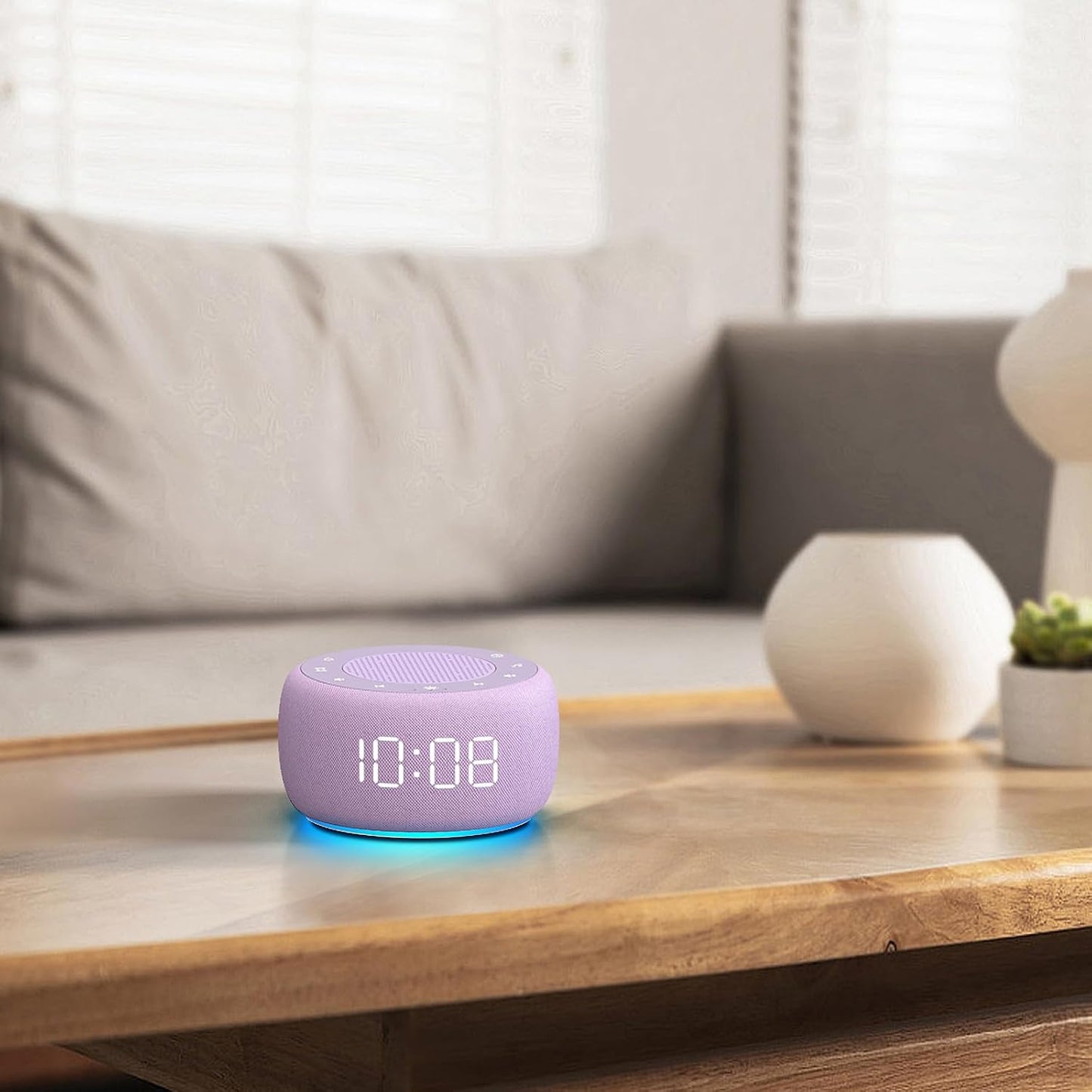 Buffbee Alarm Clock with Sound Machine for Bedrooms – 2-in-1 White Noise Machine for Sleep, Gentle Wake-Up with Soft Alarm Sounds, Ambient Night Light, Plug-in, Sleep Better, Wake Gently