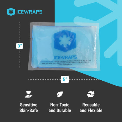 ICEWRAPS Hot & Cold Ice Packs, 3 x 5 in Soft Reusable Gel Packs for Injuries, Headaches, Joints, and Fever Relief, Puncture-Proof Material, 6 Pack, FSA-HSA Eligible