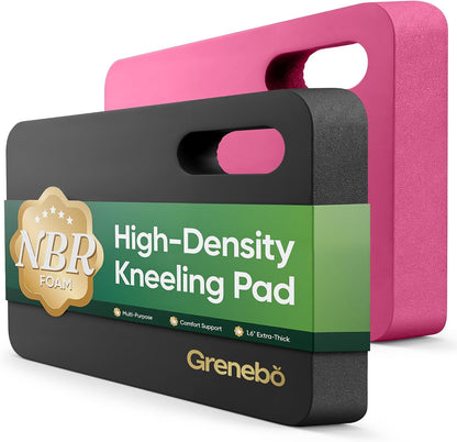 Grenebo 2-Pack 1.6" Extra Thick NBR Foam Garden Kneeling Pads, Ultra Soft Cushion Kneeling Pads for Gardening, Gardening Kneeling Pad for Baby Bathing, Work, Exercise, 17.3×11×1.6 in, Black