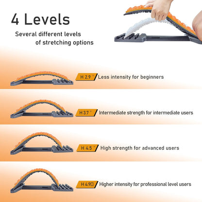 Back Stretcher for Lower Back Pain Relief - 4 Level Adjustable Spine Decompression & Cracking Device, Lumbar Support for Sciatica, Scoliosis and Posture Correction(Blue)
