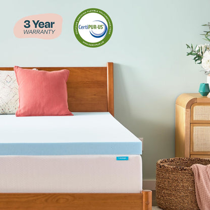 Linenspa Memory Foam Mattress Topper, Queen Size - 2 Inch Gel Infused Memory Foam - Plush Feel - Cooling and Pressure Relieving - CertiPUR Certified