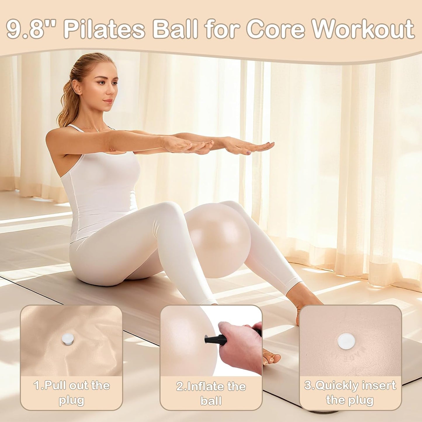 Hoedia Pilates Kit for Women, Pilates Equipment Ring and Ball Set with Resistance Bands, Yoga Strap, Core Sliders, Socks, Bag & Guide for Starter Home Workout Fitness Gym Essentials