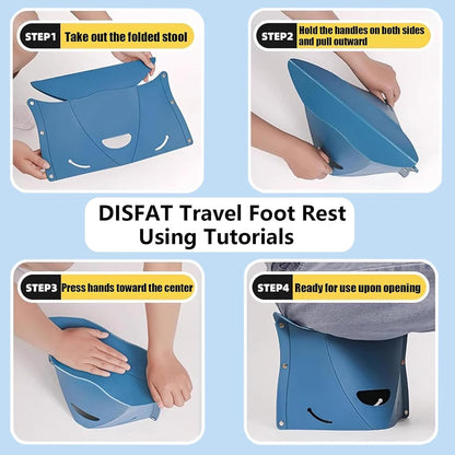 Travel Foot Rest for Airplane,Airplane Foot Rest,Portable Folding Under Desk Foot Stool,Relieves Back & Knee Pain,Comfortable for Long Flights,Cars,Trains,Ultralight Mini (Dark Blue)