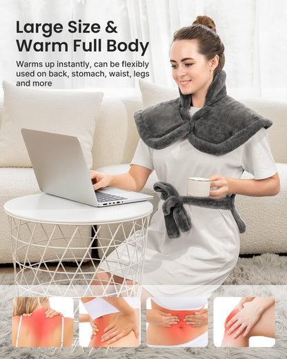 RENPHO Fathers Day Dad Gifts, Electric Heating Pad - 6 Heat Levels for Neck Shoulder and Back, Birthday Gifts for Women Men, Weighted Pad for Snug Fit, ETL Certified, FSA Eligible, 24"x33" Gray