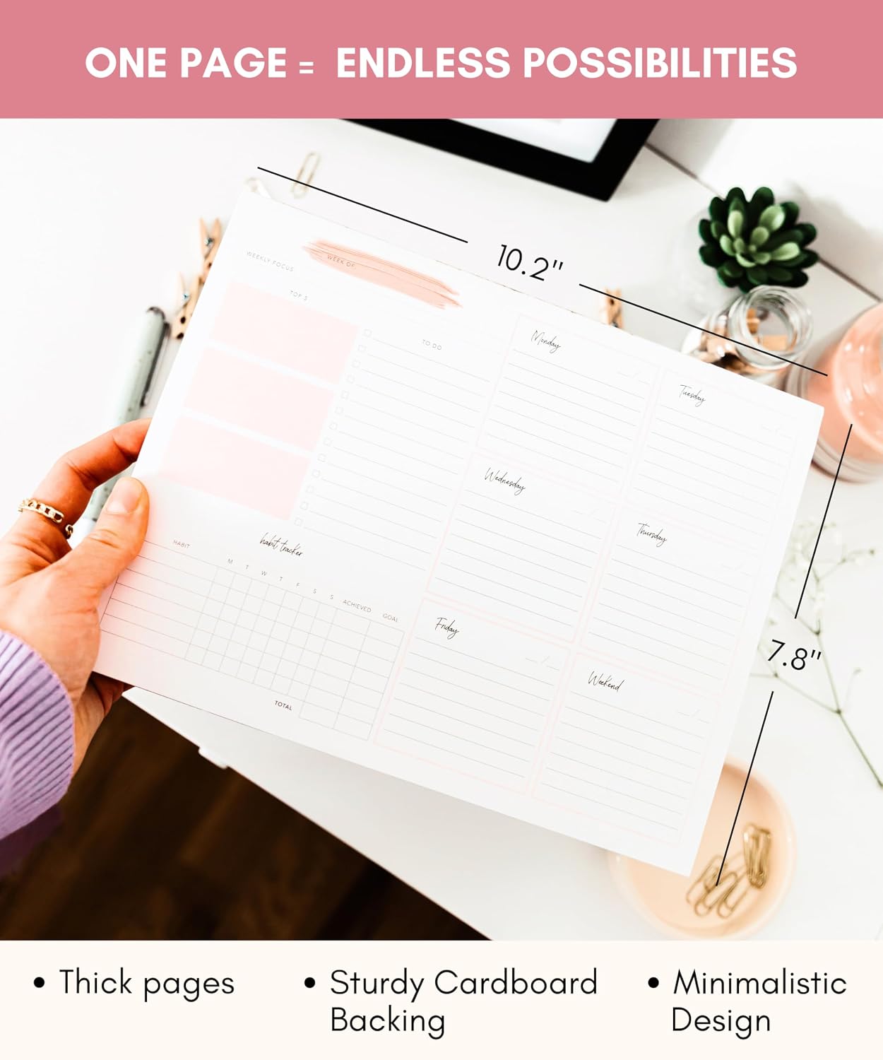 Lamare Weekly Planner Notepad – Premium Undated Weekly To Do List Notepad