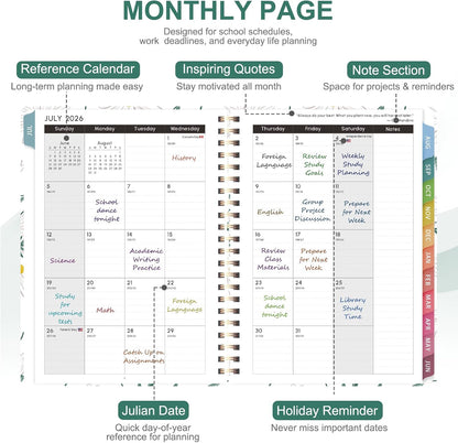 Planner 2026-2027, Weekly and Monthly Calendar Planner, JUL 2026 - JUN 2027 | Academic Year, Daily Agenda Book, A5(6.3'' x 8.5''), Sprial Bound, Inner Pocket, Office School Use
