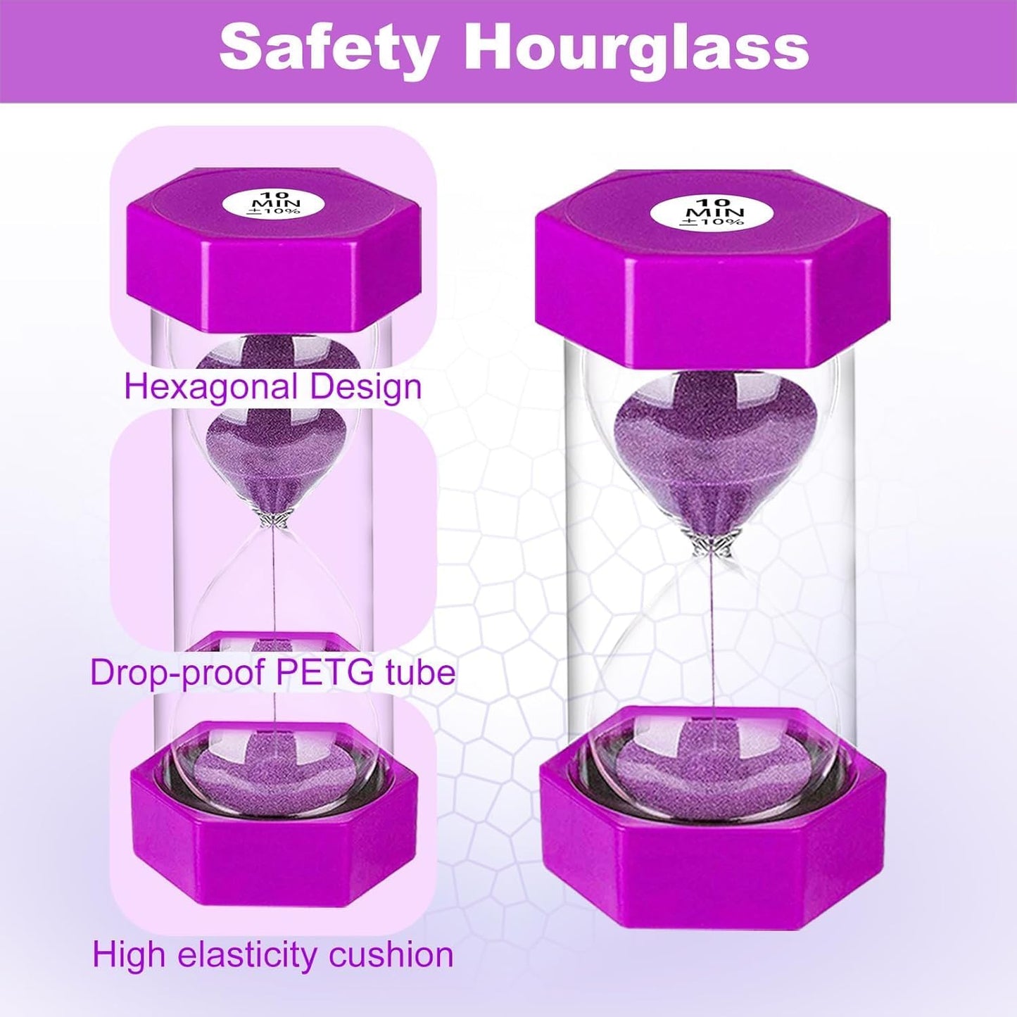 Sand Timers for Kids, 1/2/3/5/10/30 Minutes Acrylic Hourglass Sand Clock, Colorful Plastic Sand Watch Hour Glass Sandglass for Classroom, Games, Kitchen (Pack of 6)