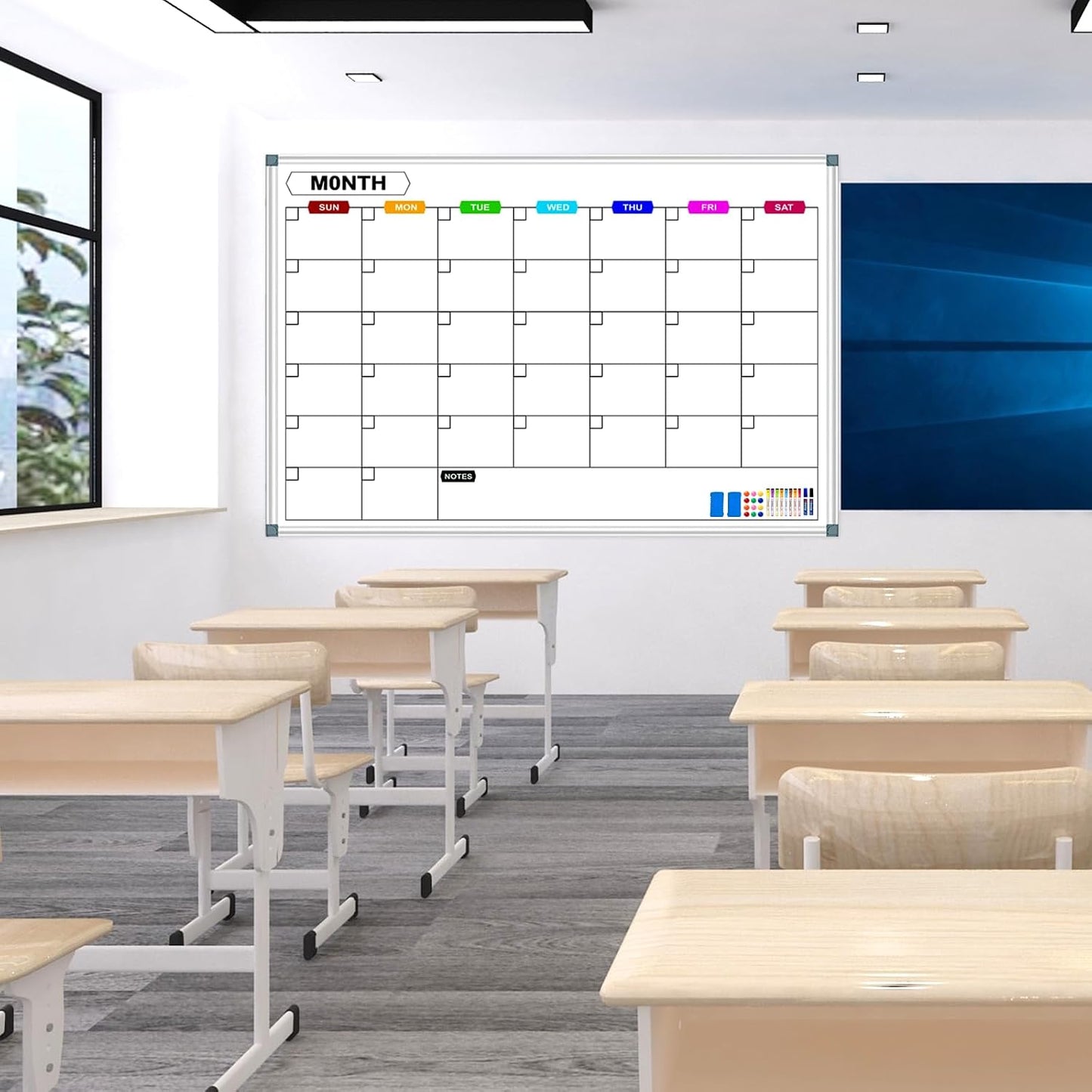 Dry Erase Board Calendar for Wall, 36" x 24" Monthly Whiteboard