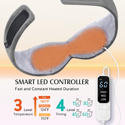 YFONG Heated Eye Mask, Warm Eye Compress Mask for Dry Eyes, USB Electric Heating Pad with Temperature & Timer Control, Dry Sleep Mask for Relax & Reduce Strain Dark Circle Stye Treatment, Blue