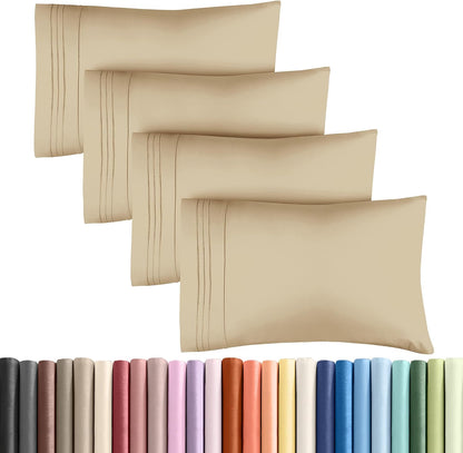 Standard Pillow Cases Set of 10 - Ultra Soft Hotel Quality Pillowcase Covers - Comfy, Cozy & Wrinkle Free - Shrink, Stain and Fade Resistant - Machine Washable Pillow Protectors - 10 Pcs Set - White - Colors A