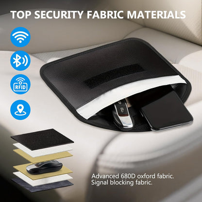 TENOC Faraday Bag for Cell Phones and Car Keys, RFID Signal Blocking Pouch, Anti-Theft Keyless Entry Protector, Privacy Security Sleeve Case for Men Women, Black