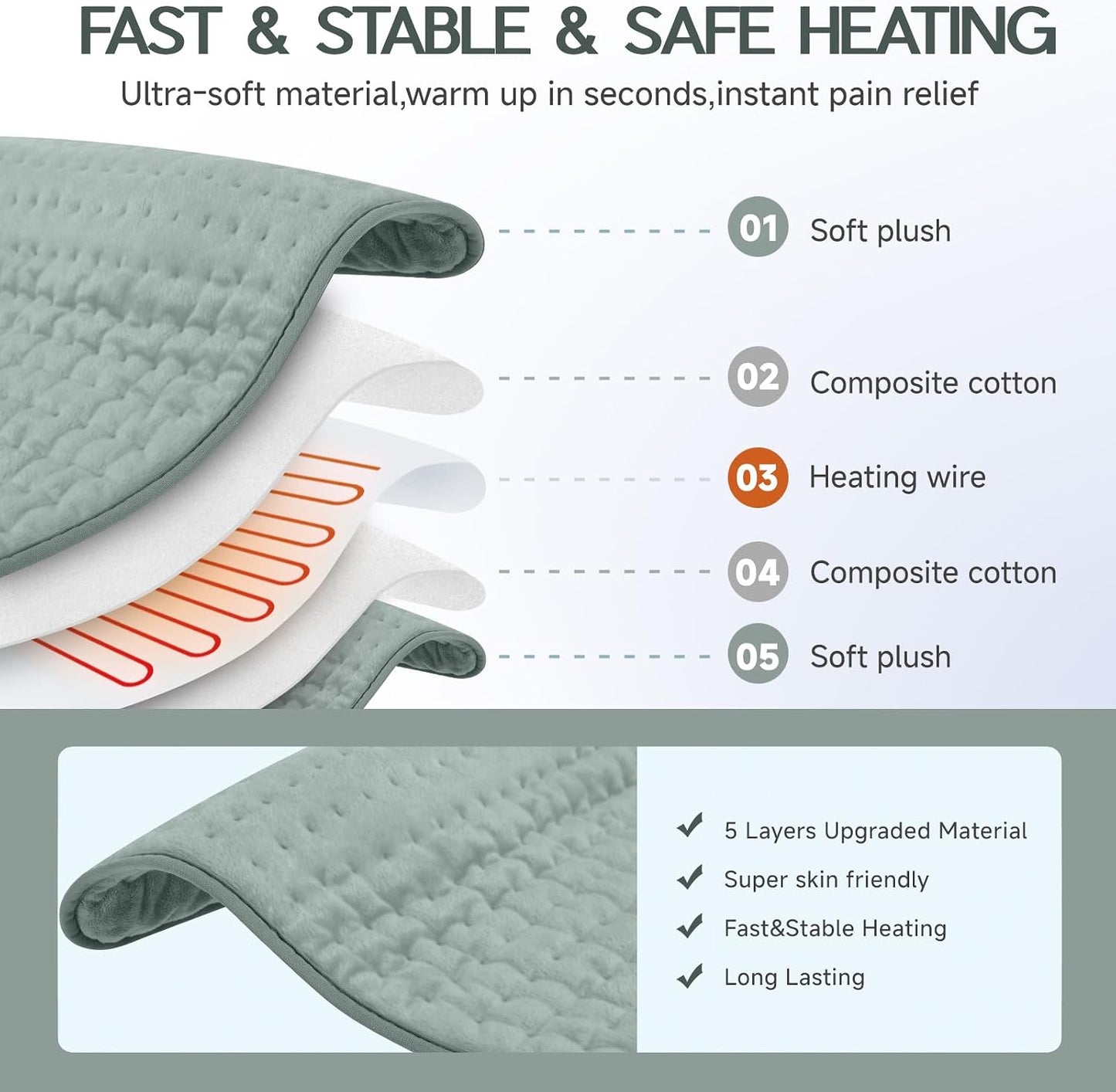 Heating Pad for Period Cramps, Heating Pad for Back/Neck/Shoulder Muscle Pain, 6 Heating & 4 Timer Setting, Auto Shut Off, Dry/Moist Heat & Machine Washable, Birthday Christma s Gifts for Women Mom