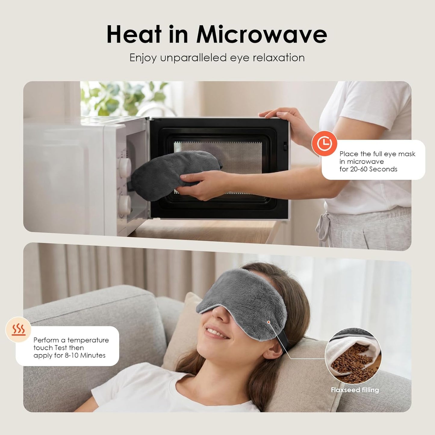 Heated Eye Mask for Dry Eyes, Steam Warm Compress for Stye Eye Treatment, Relieve, Hot Compress, Moist Heat Mask for Blepharitis (Steel Grey)