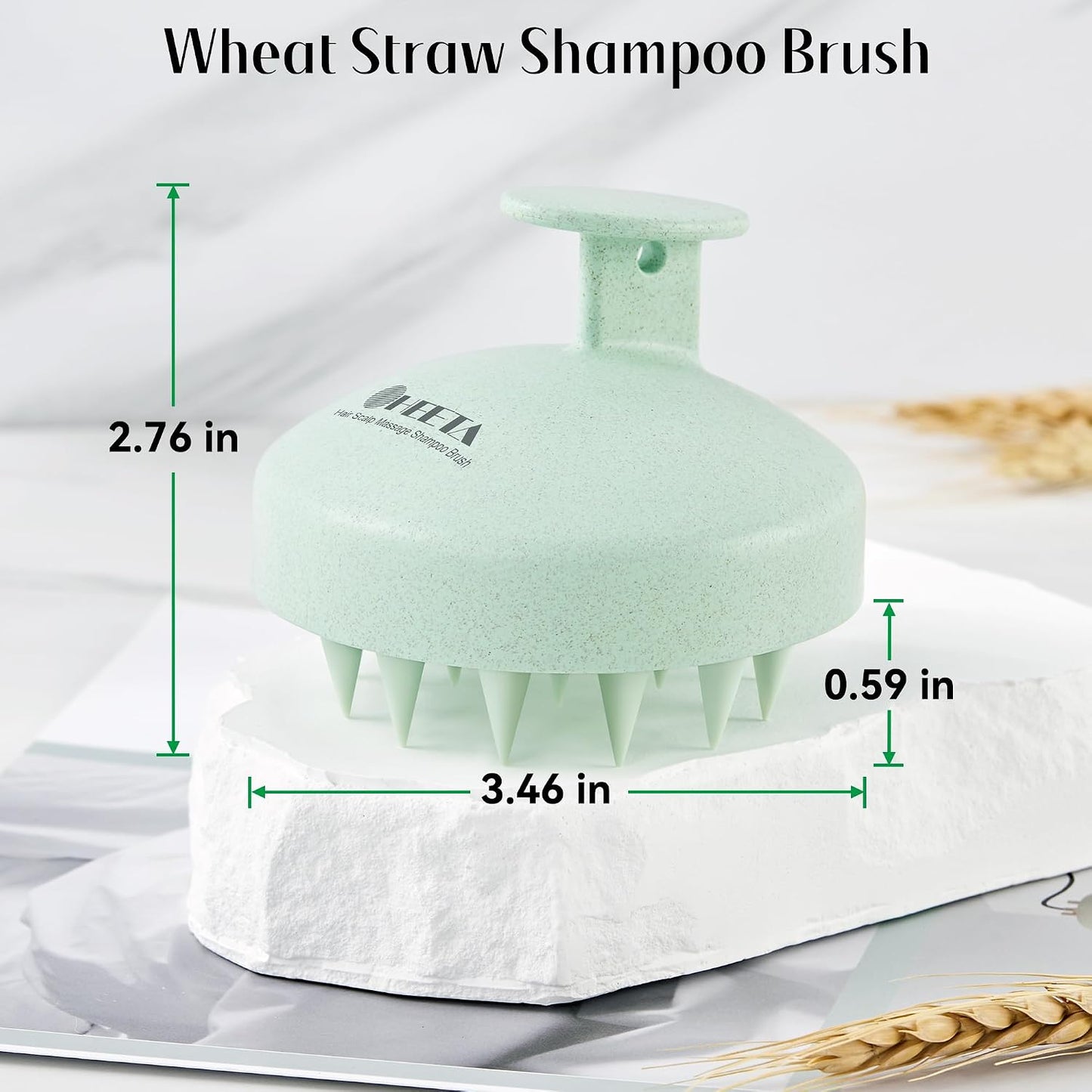 HEETA Scalp Scrubber Shampoo Brush, Scalp Massager Tool for Hair Growth, Soft Silicone Bristles for Dandruff Removal Wet Dry Use Women Men Kids Pet, Fit All Hair Types Care, Green