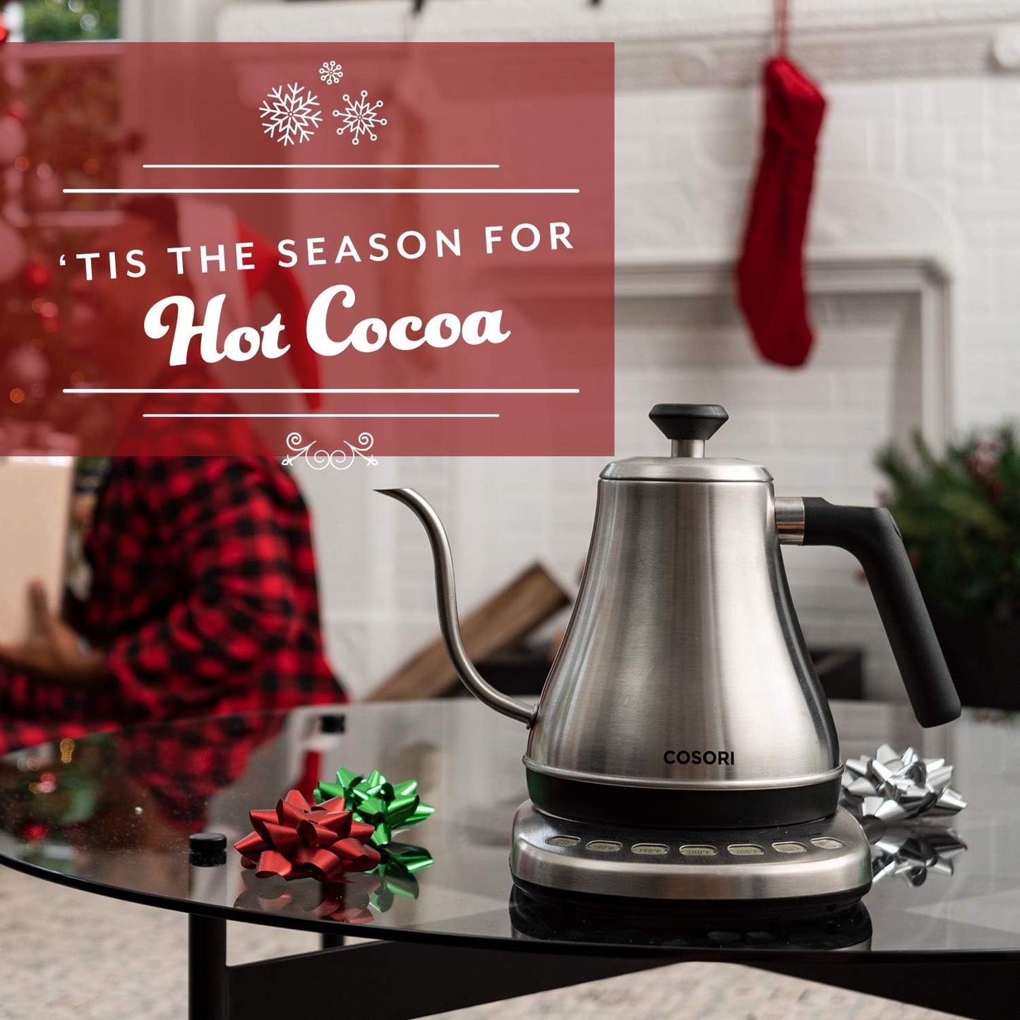 Cosori Electric Gooseneck Kettle Smart Bluetooth with Variable Temperature Control, Pour Over Coffee & Tea, 100% Stainless Steel Inner Lid & Bottom, Quick Heating, Matte Black