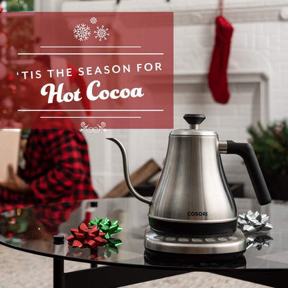 Cosori Electric Gooseneck Kettle Smart Bluetooth with Variable Temperature Control, Pour Over Coffee & Tea, 100% Stainless Steel Inner Lid & Bottom, Quick Heating, Matte Black