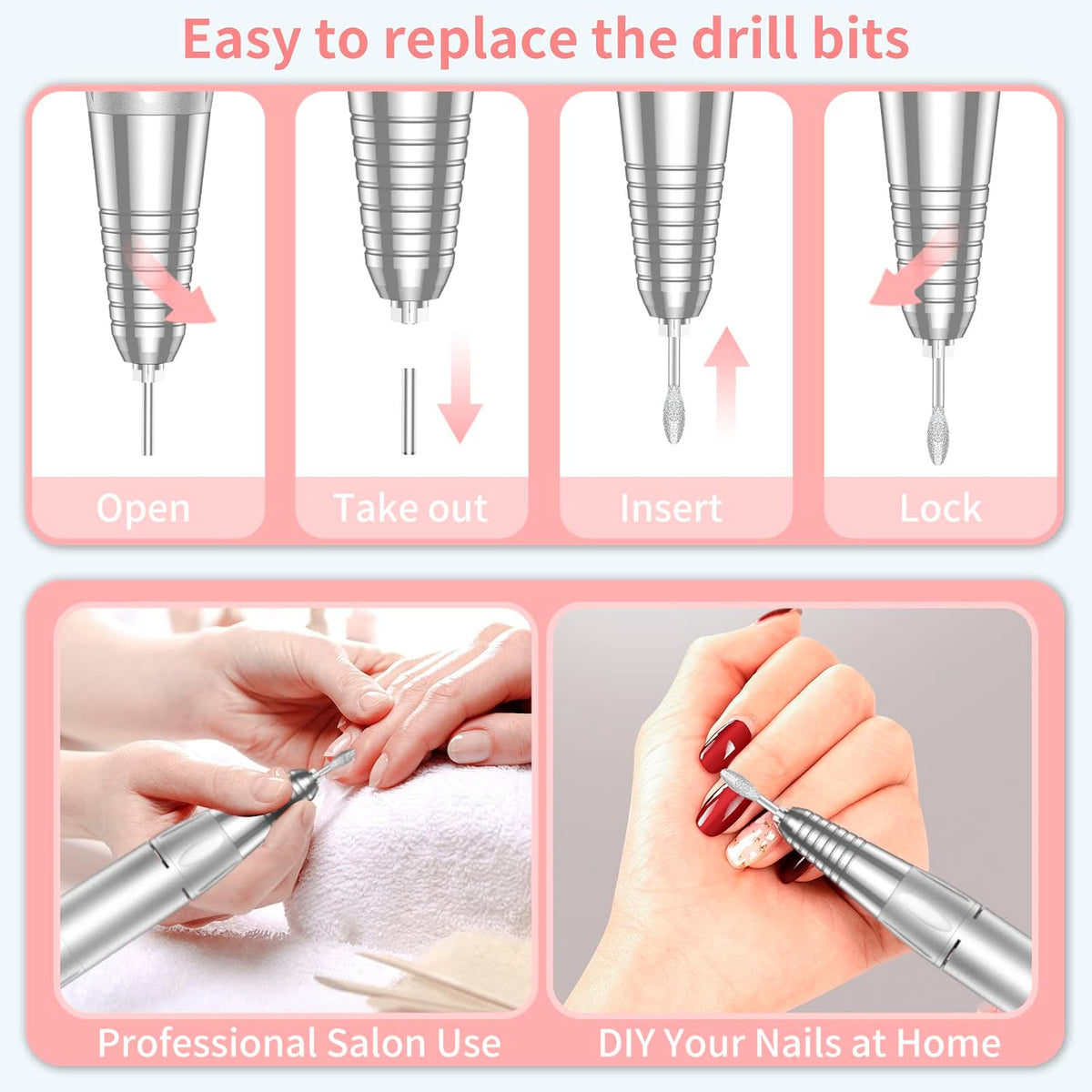 MOCOWIND Portable Nail Drill Professional 35000 RPM, Electric Nail E File