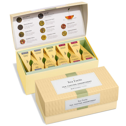 Tea Forte Premium Presentation Box Gift Set Sampler, 20 Count, Assorted Blends Individually Wrapped Handcrafted Pyramid Infuser Bags, Frank Lloyd Wright