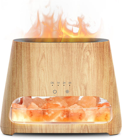 SALKING 2-in-1 Ultrasonic Essential Oil Diffuser & Himalayan Salt Lamp, Aromatherapy Diffuser Cool Mist Humidifier with 3 Brightness, Salt Therapy Lamp, 100% Pure Himalayan Salt Rock, 150ml (Marble)