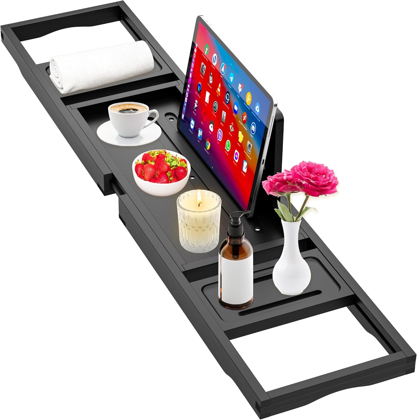 Banlilu Bathtub Tray - Bath Tray Expandable - Bath Tub Tray Table for Bathtub, Ajustable Size, Fits Most Tubs