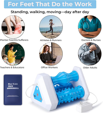 Electric Foot Roller Massager for Plantar Fasciitis Relief – Auto Rolling Foot Massager with 3-in-1 Targeted Rollers for Arch & Heel Support, Foot Strain Recovery