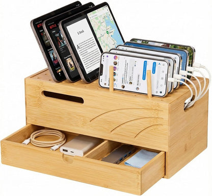 Homde Office Charging Station Organizer: 2 Layer Charger Holder (Natural)