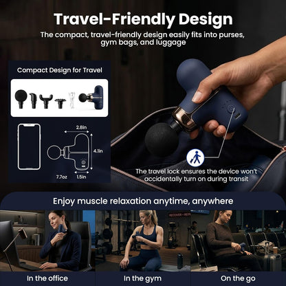 Rika Mini Massage Gun, Deep Tissue Percussion Massager, Ultra-Quiet Portable Handheld Muscle Massager for Athletes, Travel Massager for Home Gym Office, Green Gift for Women
